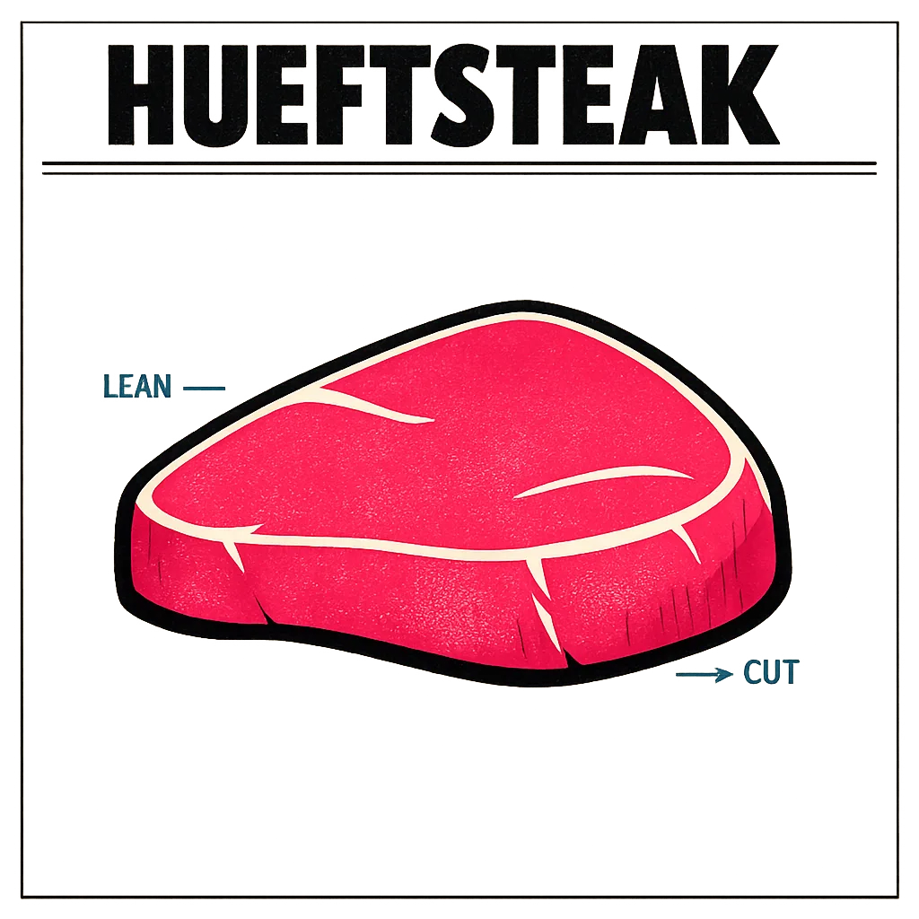 Infografik zum Hüftsteak — Lage am Rind, Eigenschaften und Zubereitung